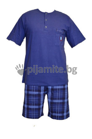 Мъжки пижами Пижами с къс ръкав Мъжка пижама -  къс ръкав, с джобче, 3 копчета 12236 